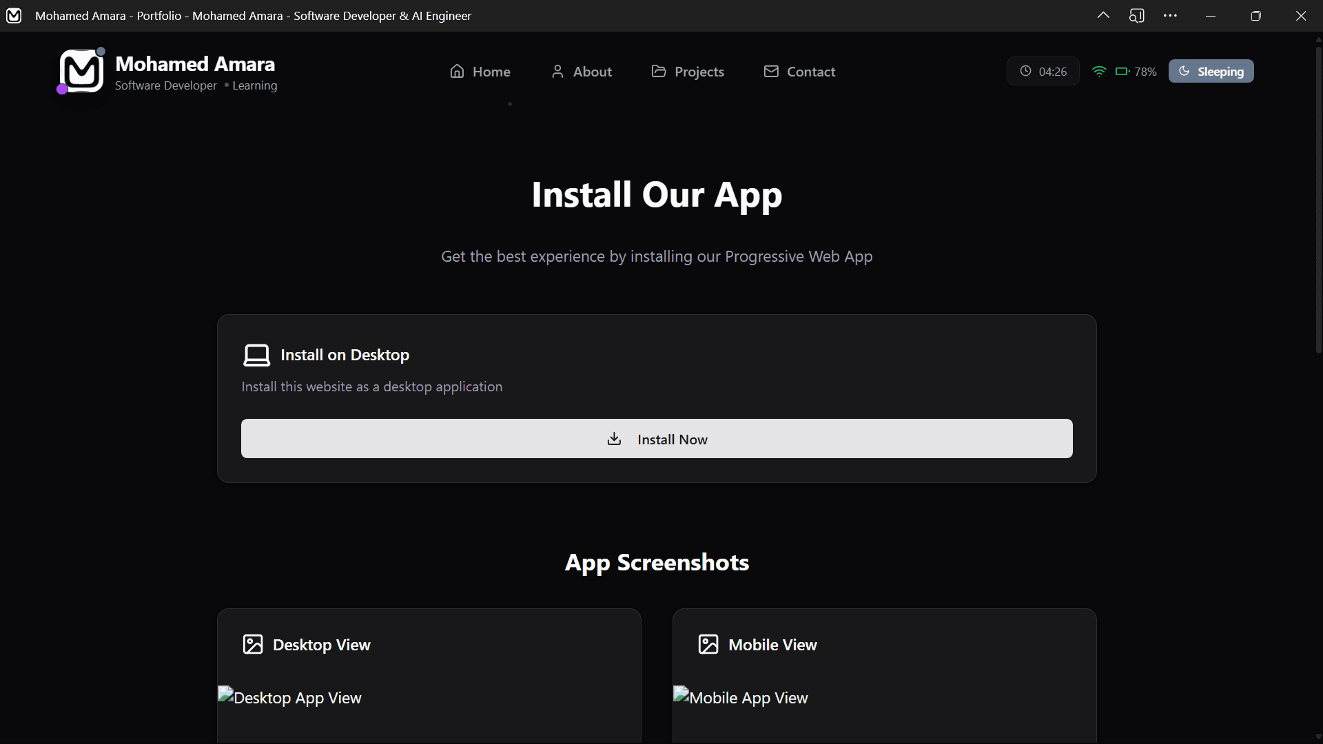 Desktop App View
